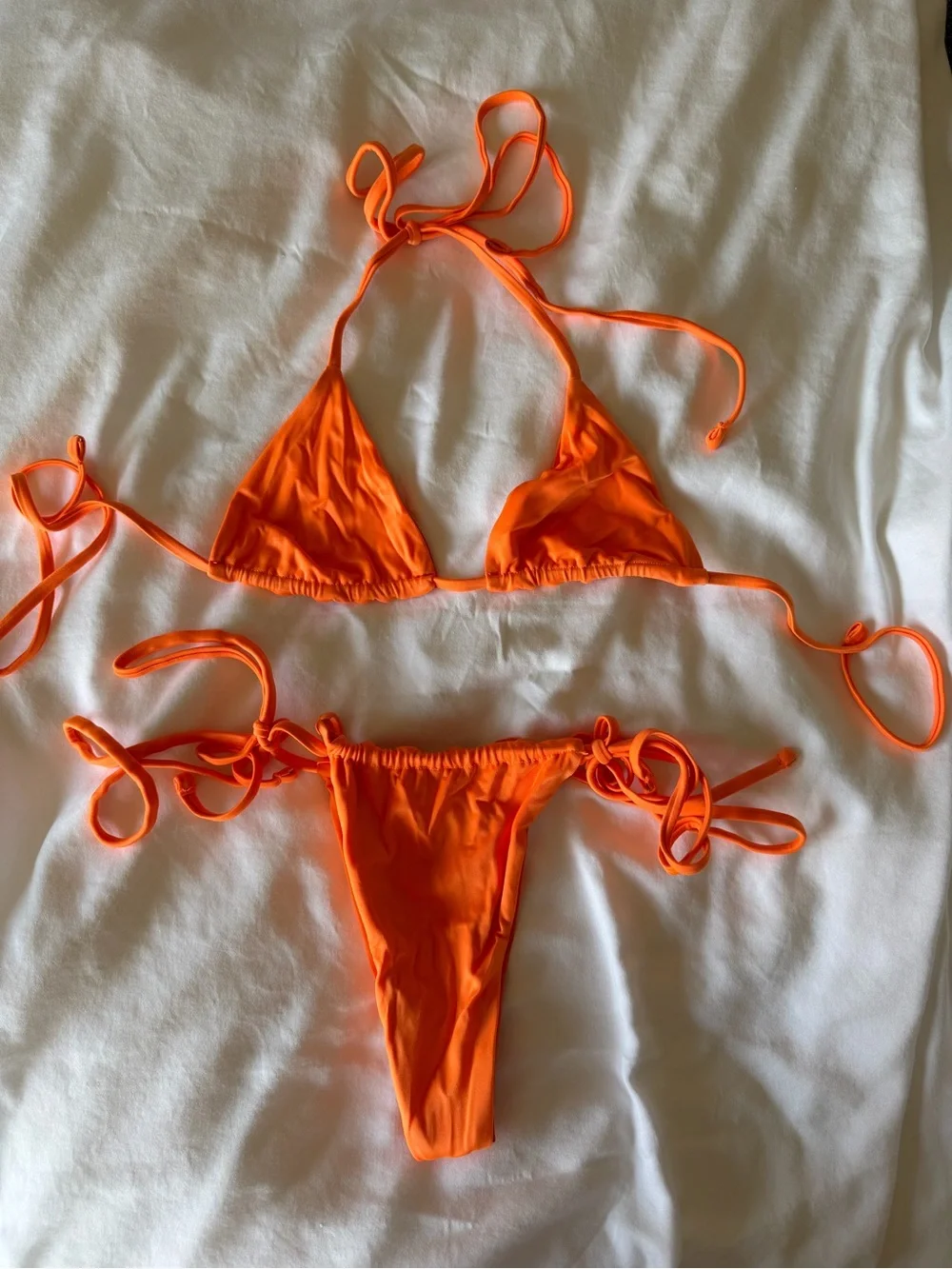Frankie’s Bikinis Orange String Triangle Bikini - Women Swim